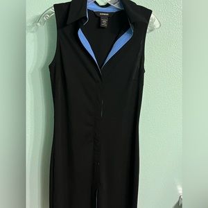 Black button up express work dress.